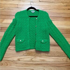 J. Crew Green Cable Cardigan
